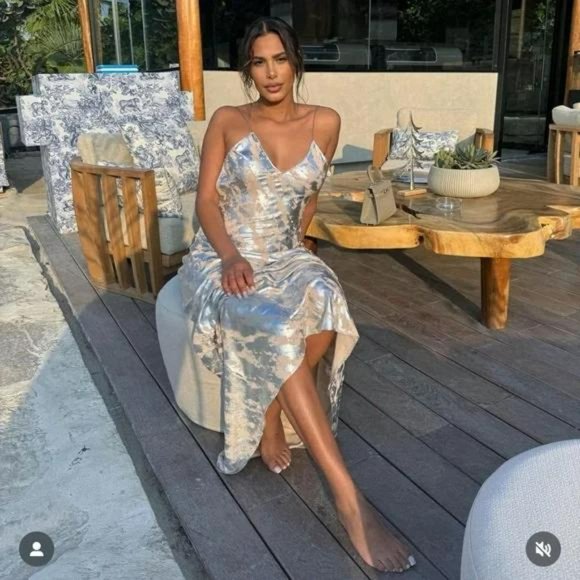 ZARA FOIL PRINT SLIP DRESS - Picture 1 of 6